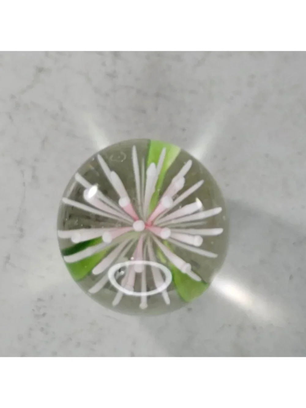 Handmade Glass Flower Paperweight Pink Clover Flower 1.75 Inch Diameter